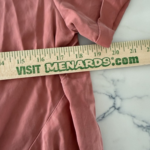 Sustainable Boxy Tencel Top S Pink Cuff Sleeve Button Back Tie Front Minimalist - Picture 10 of 12